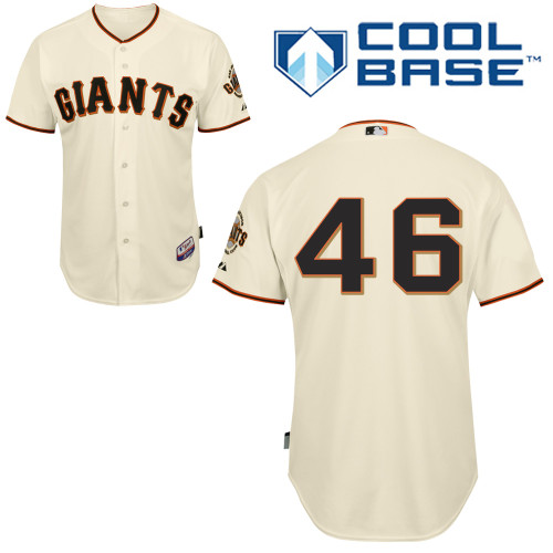 Santiago Casilla #46 MLB Jersey-San Francisco Giants Men's Authentic Home White Cool Base Baseball Jersey